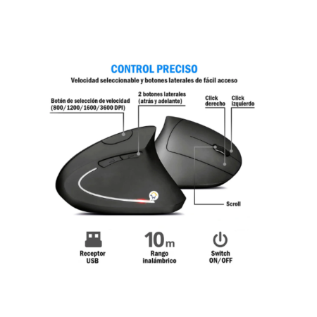 MOUSE ERGONOMICO INALAMBRICO